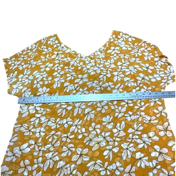 CABI Thrive Top Butterscotch Yellow w/ White Floral Print Double Layer US Sz L - Picture 8 of 12